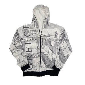 Vtg 90s Ancient Greece Rome THE ODYSSEY AOP Art Painting Hoodie Mens S Womens M